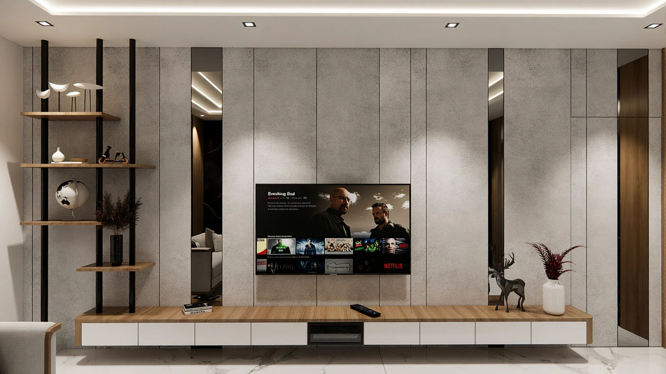 Stone-Finish TV Wall