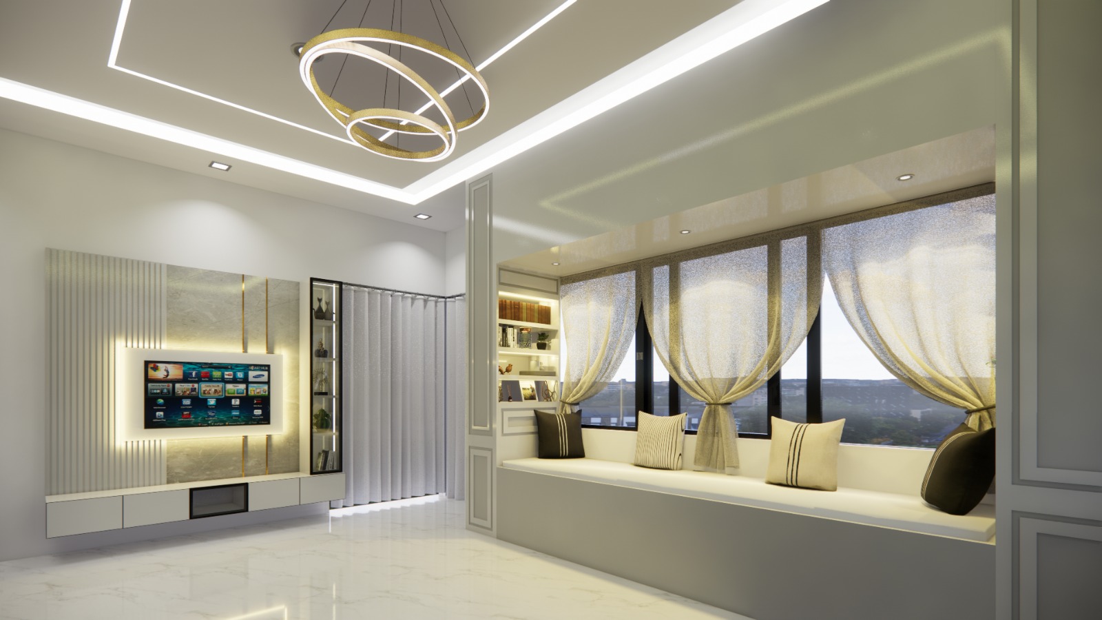Living Room with Window Seat